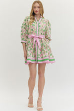 Load image into Gallery viewer, Ecru and Pink Floral Contrast Dress
