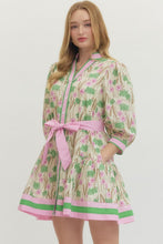 Load image into Gallery viewer, Ecru and Pink Floral Contrast Dress
