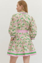 Load image into Gallery viewer, Ecru and Pink Floral Contrast Dress
