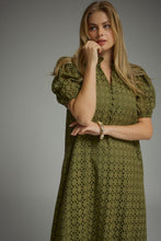 Load image into Gallery viewer, Olive Eyelet Maxi Dress
