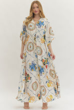 Load image into Gallery viewer, Cream and Royal Midi Dress
