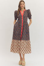Load image into Gallery viewer, Navy and Red Midi Dress
