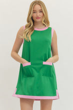 Load image into Gallery viewer, Green Contrast T-shirt Dress
