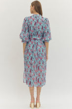Load image into Gallery viewer, Light Blue and Coral Print Dress
