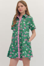 Load image into Gallery viewer, Green Floral Contrast Dress
