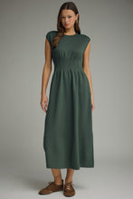 Load image into Gallery viewer, Forest Green Pintuck Midi Dress
