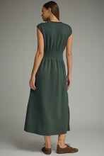 Load image into Gallery viewer, Forest Green Pintuck Midi Dress
