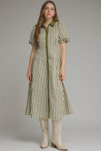 Load image into Gallery viewer, Olive Gingham Midi Dress
