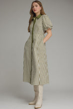 Load image into Gallery viewer, Olive Gingham Midi Dress
