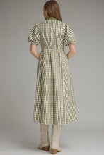 Load image into Gallery viewer, Olive Gingham Midi Dress

