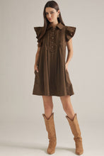 Load image into Gallery viewer, Black and Tan Seersucker Dress
