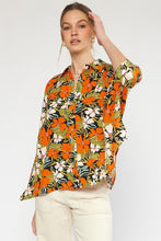Load image into Gallery viewer, Black Tropical Floral Button Blouse
