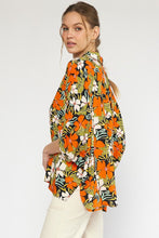 Load image into Gallery viewer, Black Tropical Floral Button Blouse
