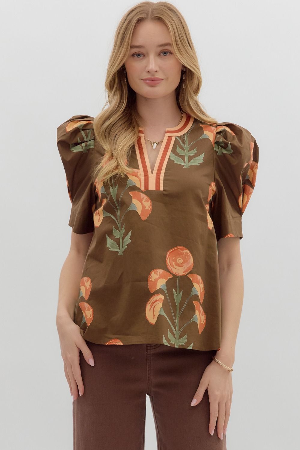 Brown Floral Top