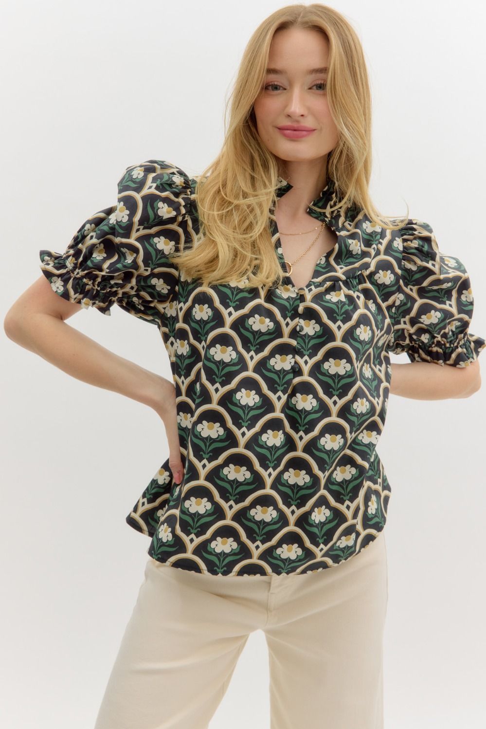 Floral Scallop Top