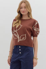 Load image into Gallery viewer, Brown Floral Motif Sweater
