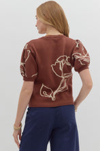 Load image into Gallery viewer, Brown Floral Motif Sweater

