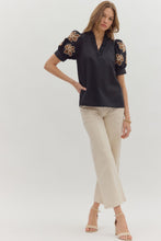 Load image into Gallery viewer, Black Floral Sleeve Top

