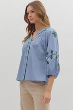 Load image into Gallery viewer, Slate Blue Embroidered Top
