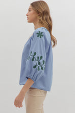 Load image into Gallery viewer, Slate Blue Embroidered Top
