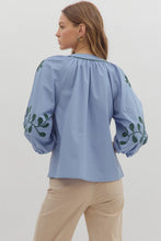 Load image into Gallery viewer, Slate Blue Embroidered Top

