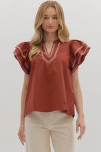 Load image into Gallery viewer, Burgundy Embroidery Trim Top
