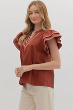 Load image into Gallery viewer, Burgundy Embroidery Trim Top
