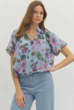 Load image into Gallery viewer, Flowy and Floral Blue Top
