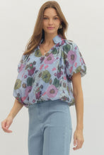 Load image into Gallery viewer, Flowy and Floral Blue Top
