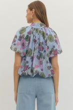 Load image into Gallery viewer, Flowy and Floral Blue Top
