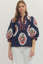 Load image into Gallery viewer, Navy Floral Bouquet Top
