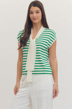 Load image into Gallery viewer, Cream and Green Stripe Top
