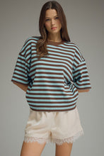 Load image into Gallery viewer, Blue Brown Striped Top

