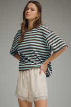 Load image into Gallery viewer, Blue Brown Striped Top
