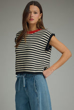 Load image into Gallery viewer, Black and Cream Sleeveless Sweater
