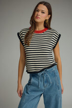 Load image into Gallery viewer, Black and Cream Sleeveless Sweater
