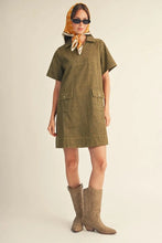 Load image into Gallery viewer, Washed Olive Shift Dress
