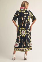 Load image into Gallery viewer, Black and Pink Floral Maxi Dress
