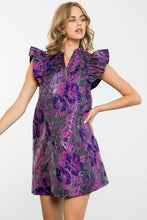 Load image into Gallery viewer, Flutter Sleeve Metallic Dress
