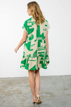 Load image into Gallery viewer, Green and Beige Abstract Print Dress
