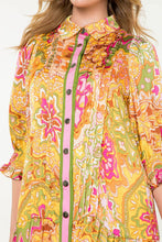 Load image into Gallery viewer, Yellow Floral Pleated Dress
