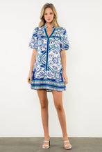 Load image into Gallery viewer, Navy &amp; White Print Dress
