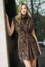 Load image into Gallery viewer, Velvet Gathered Cheetah Dress

