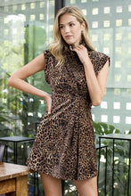 Load image into Gallery viewer, Velvet Gathered Cheetah Dress
