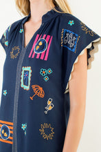 Load image into Gallery viewer, Navy Embroidered Dress
