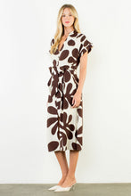 Load image into Gallery viewer, Brown and Cream Floral Midi Dress
