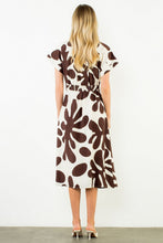 Load image into Gallery viewer, Brown and Cream Floral Midi Dress
