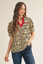 Load image into Gallery viewer, Black Swirl Print Top
