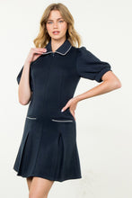 Load image into Gallery viewer, Navy Textured Zip-up Dress
