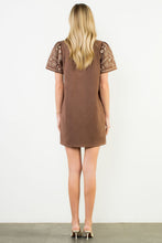 Load image into Gallery viewer, Brown Embroidered Suede Dress
